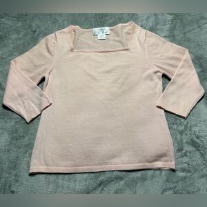 Saks Fifth Avenue Cashmere Collection Sweater Women’s L Light Pink Square Neck